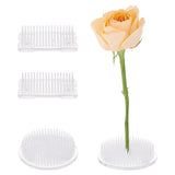 4Pcs 2 Style Transparent Plastic Flower Pin Frogs, Flower Arranger, Ikebana Kenzan, with Suction Cups, Round/Rectangle, Clear, 69~70x31~69x20~22mm, 2pcs/style