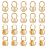 20Pcs Brass Bead Tips, Calotte Ends, Clamshell Knot Cover, Round, Real 14K Gold Plated, 6.5x4mm, Hole: 2mm