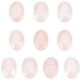 10Pcs Natural Rose Quartz Cabochons, Oval, Faceted, 14~14.5x10x4.5mm