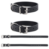 Cowhide Dog Collar, with Platinum Iron Clasp, for Small Medium and Large Dogs, Pet Supplies, Black, 317x22x9mm