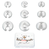 21Pcs 3 Size 925 Sterling Silver Crimp Beads Covers, Flat Round, Silver, 3~5.5x2.5~4mm, Hole: 1~1.8mm, 7Pcs/style