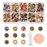 100Pcs 10 Style Resin Button & Section Button, Flat Round, with 8Pcs Needle and 1 Roll Thread, Mixed Color, 13x8~9mm, Hole: 2.5mm, 10Pcs/style