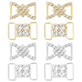 8Pcs 4 Style Brass & Zinc Alloy Rhinestone Slider Buckles, Adjustable Buckle Fasteners, For Webbing, Strapping Bags, Garment Accessorie, Mixed Color, 2.5x1.5x0.55cm, Hole: 13x4.5mm, 2pcs/style