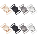 8 Sets 4 Colors Alloy Buckles, Garment Accessories, Flat Round, Mixed Color, 30.5x51.5x3mm, Hole: 25x2.8mm, 2 sets/color