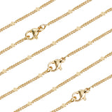 6Pcs Brass Star Link Chain Necklaces Set for Women, Cadmium Free & Lead Free, Real 18K Gold Plated, 17.72 inch(45cm)