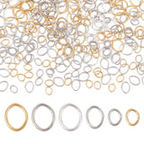 300Pcs 6 Styles Brass & Stainless Steel Jump Rings, Open Jump Rings, Oval, Mixed Color, 24~26 Gauge, 3~5x2.5~4x0.4~0.5mm, 50pcs/style