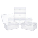 Transparent Plastic Bead Containers, with Hinged Lids, Flip Cover, Rectangle, White, 12.2x8.3x5.5cm, Inner Size: 11.8x8cm