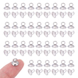 100Pcs 202 Stainless Steel Bead Cap Pendant Bails, for Globe Glass Bubble Cover Pendants, Stainless Steel Color, 7x8mm, Hole: 3mm