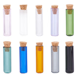 10Pcs 10 Colors Tube Glass Cork Bottles Ornament, Glass Empty Wishing Bottles, DIY Vials for Pendant Decorations, Mixed Color, 8x35mm, 1pc/color