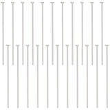 925 Sterling Silver Flat Head Pins, Silver, 24~25x0.5mm, Head: 1.5mm, about 40Pcs/box