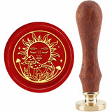 Brass Wax Seal Stamp with Handle, for DIY Scrapbooking, Sun Pattern, 89x30mm