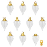 10Pcs Glass Perfume Bottle Pendants, with Golden Brass Findings, Openable Cone Shape, Clear, 25x14mm, Hole: 1.8mm