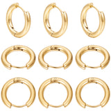 12 Pairs 202 Stainless Steel Huggie Hoop Earrings with 316 Surgical Stainless Steel Pins, Real 18K Gold Plated, 9 Gauge, 16.5x18x3mm, Pin: 1mm