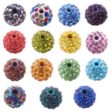 10mm Disco Ball Clay Beads Mixed Colors Pave Rhinestones Spacer Round Beads, about 100pcs