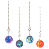 Universe Theme Glass Ball Planet Ceiling Fan Pull Chain Extenders, with 304 Stainless Steel Ball Chains, Mixed Color, 347mm, 4 style, 2pcs/style, 8pcs/set