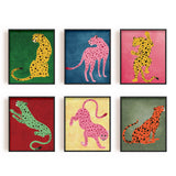 Chemical Fiber Oil Canvas Hanging Painting, Home Wall Decoration, Rectangle, Leopard, 250x200mm, 6 style, 1pc/style, 6pcs/set