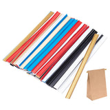 60Pcs 6 Colors Peel and Stick Sealing Strips for Snack Tea Coffee Bag, Self Adhesive Plastic & Iron Bag Mouth Rolling Sealing Clip, Mixed Color, 141x8x1mm, 10pcs/color