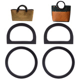 ® 4Pcs 2 Style Wood D-Ring & Round Ring Bag Handles, for Bag Handle Replacement Accessories, Black, 13.9x1.2cm & 8.55x12x0.9cm, Inner Diameter: 11.35cm & 5.9x9.25cm, 2pcs/style