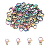 Vacuum Plating 304 Stainless Steel Lobster Claw Clasps, Rainbow Color, 40pcs/box