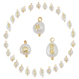 30Pcs 3 Style Natural Keshi Pearl Pendants, with Alloy Cabochons and Brass Loops, Nuggets with Sea Horse & Shell & Starfish, Golden, 13~16x8~9x5~8mm, Hole: 2mm, 10pcs/style