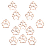 20Pcs 304 Stainless Steel Charms, Dog Paw Prints, Rose Gold, 12.9x11.8x1mm, Hole: 1.5mm