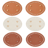 6Pcs 3 Colors  PU Leather Oval Bottom, for Knitting Bag, Women Bags Handmade DIY Accessories, Oval, Mixed Color, 12.65~12.7x9.65~9.8x0.45~0.9cm, Hole: 4.5mm, 2pcs/color
