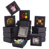 100Pcs Kraft Paper Storage Boxes with Visible Window, Square, Black, 65x65x30mm