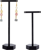 2 Sets 2 Style T-Shape Acrylic Jewelry Display Rack, Jewelry Stand, For Hanging Earrings, Black, 4x5x11.1~14.1cm, 1 set/style