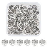 80PCS Tibetan Style Alloy Pendants, Heart, Cadmium Free & Lead Free, Antique Silver, 18x17x1mm, Hole: 1mm