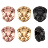 6Pcs 3 Colors Ion Plating(IP) 304 Stainless Steel Beads, Lion Head, Mixed Color, 12x10.5x8mm, Hole: 2.7mm, 2pcs/color