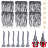 DIY Christmas Theme Decorated Accessories Kit, with Imitation Wool Mustaches, Wooden Beads, Polyester & Acrylic Fibers Braided Imitaion Pigtails, Gray, 15~180x15~150mm, 18pcs/set