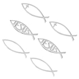 6Pcs 3 Styles Religion Waterproof PVC Adhesive Car Stickers, Fish Jesus Decals, for DIY Car Decorations, Silver, 15x4.5~5x0.1cm, 2pcs/style