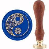 Brass Wax Seal Stamp with Handle, for DIY Scrapbooking, Yin Yang Pattern, 89x30mm