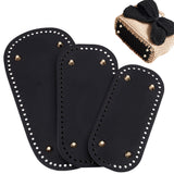 3Pcs 3 Style Oval PU Leather Knitting Crochet Bags Nail Bottom Shaper Pad, with Alloy Nail, for Bag Bottom Accessories, Black, 22~30x10~15x0.36cm, Hole: 5mm, 1pc/style