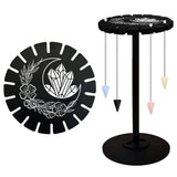 Wooden Wheel, Wooden Display Shelf, Black Holder Stand, Rustic Divination Pendulum Storage Rack, Witch Stuff, Flower, Wheel: 120x8mm, 2pcs, Studdle: 288x12mm, 1pc