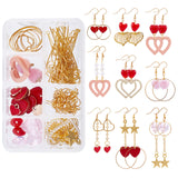 DIY Heart Themed Earring Making Kits, Including 304 Stainless Steel Linking Ring, Brass Linking Rings & Earring Hooks, Alloy & Wood & Iron Pendants, Glass Beads, Mixed Color