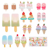 50Pcs 10 Styles Opaque Resin Decoden Cabochons, Imitation Food, Ice Cream Mix-shaped, Mixed Color, 18~52.5x10~20x1.4~9mm, 5pcs/style