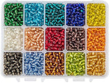Glass Seed Beads, Silver Lined Round Hole, Round Small Beads, Mixed Color, 4mm, Hole: 1.5mm, about 220pcs/compartment