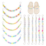 Acrylic Beaded Shoe Decoration Chain, with Stainless Steel S-Hook Clasps, Heart/Flower/Bear, Mixed Color, 240mm, 6 style, 2pcs/style, 12pcs/box