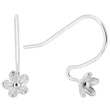 8Pcs 925 Sterling Silver Earring Hooks, Shepherd's Hook Ear Wire, with Flower Tray, Silver, 22.5x15mm, Pin: 0.8mm