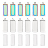 DIY Rectangle Pendant Making Kit, Including 304 Stainless Steel Pendant Cabochon Settings, Glass Cabochons, Mixed Color, 64Pcs/box