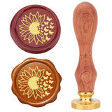 Brass Wax Seal Stamps with Rosewood Handle, for DIY Scrapbooking, Flower, 25mm