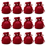 Velvet Jewelry Bags with Drawstring & Plastic Imitation Pearl, Velvet Cloth Gift Pouches, Dark Red, 13.2x14x0.4cm