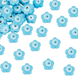 Handmade Evil Eye Lampwork Beads, Flower, Light Blue, 11x12x6mm, Hole: 1.6mm, about 33pcs/strand, 14.57''(37cm), 1strand/box