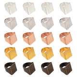 Adjustable Brass Finger Rings, Wide Band Rings, Blank Tags Rings, Square, Antique Bronze & Golden & Platinum & Rose Gold & Silver, 17x19.5mm, 5colors, 6pcs/color, 30pcs/box