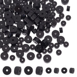 143Pcs 2 Sizes Natural Black Onyx(Dyed & Heated) Beads, Heishi Beads, Flat Round/Disc, 4~6x2.5~3mm, Hole: 0.7~1mm