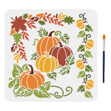 1Pc Autumn PET Hollow Out Drawing Painting Stencils, with 1Pc Art Paint Brushes, for DIY Scrapbook, Photo Album, Pumpkin Pattern, 300x300mm