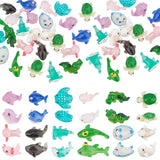 24Pcs 12 Style Opaque & Transparent Resin Cabochons, Mixed Animals, Mixed Color, 21.5~32x15~25.5x9.5~19.5mm, 2pcs/style