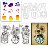 Custom PVC Plastic Clear Stamps, with PET Hollow Out Drawing Painting Stencils and Carbon Steel Cutting Dies Stencils, Vase, 102~200x110~200x0.8~3mm