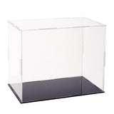 Transparent Plastic Minifigure Display Cases, Dustproof Action Figure Display Box, with Black Base, for Models, Building Blocks, Doll Display Holders, White, 26x16x20.5cm